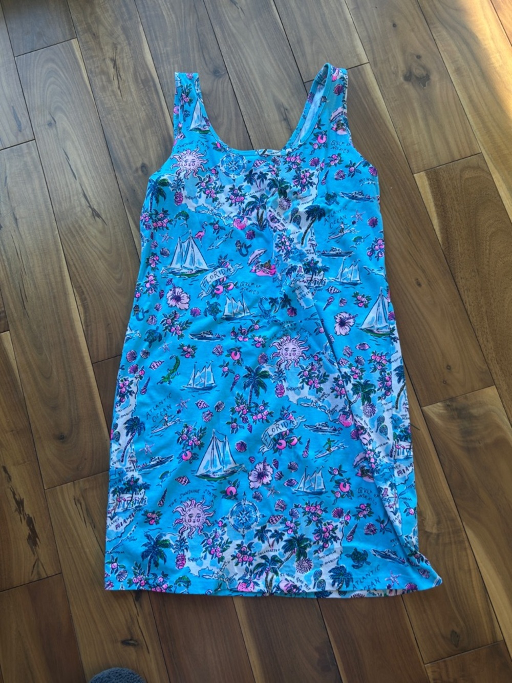 Lilly Pulitzer Blue Tank Dress with Pink Shell Motif